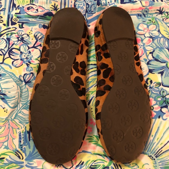Tory Burch Reva ballet flats leopard pony hair calf animal print elastic size 8 - Picture 8 of 16